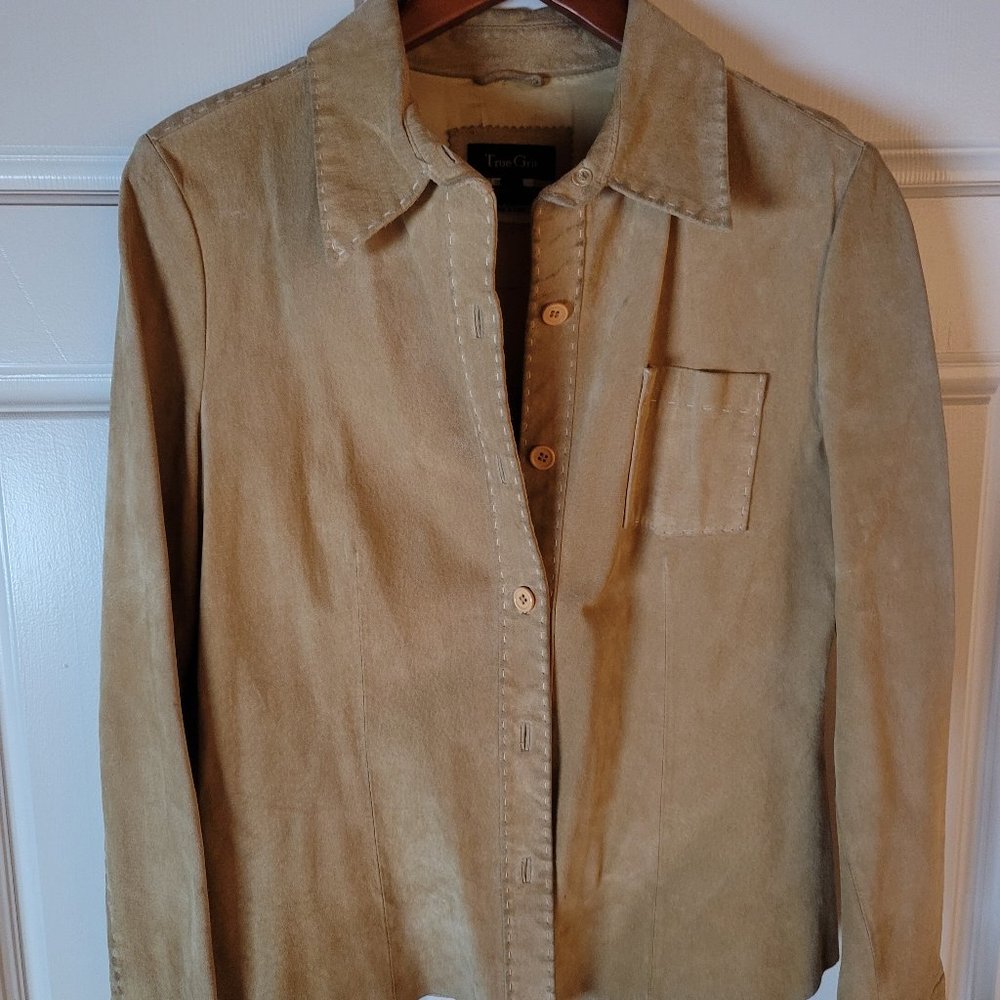 True Grit women's suede jacket in camel color size S